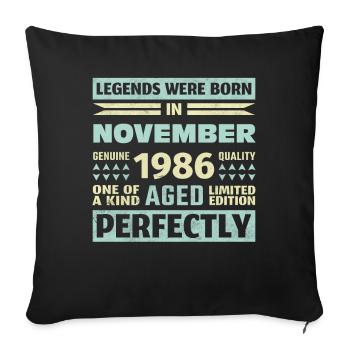 37th Birthday November Vintage 1986 Vintage - Sofa pillowcase 17,3'' x 17,3'' (45 x 45 cm) - black - Front
