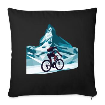 Matterhorn Cyclist Road Bike Art - Sofa pillowcase 17,3'' x 17,3'' (45 x 45 cm) - black - Front