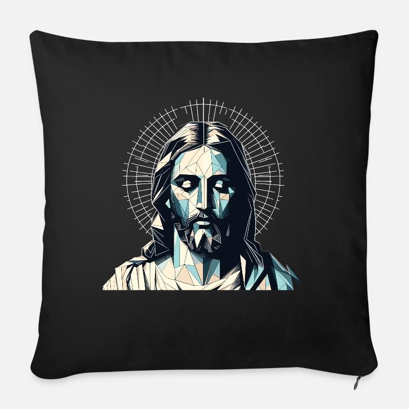 Jesus Vektor Polygon Christus Kopf Religion - Sofakissenbezug 45 x 45 cm - Schwarz