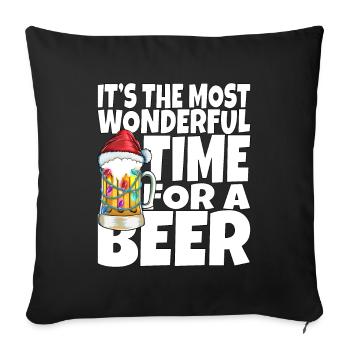 Amateur de bière disant Noël papa grand-père verre à bière - Housse de coussin décorative 45 x 45 cm - noir - Devant
