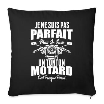 Pas Parfait Mais Je Suis Un Tonton Motard Cadeau - Housse de coussin décorative 45 x 45 cm - noir - Devant