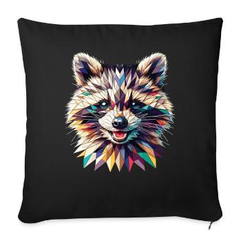 Polygon Waschbär Kunstwerk - Sofakissenbezug 45 x 45 cm - Schwarz - Vorne