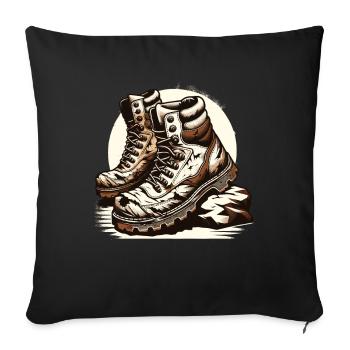 Old Hiking Boots Hiking Boots Outdoor Adventure - Sofa pillowcase 17,3'' x 17,3'' (45 x 45 cm) - black - Front