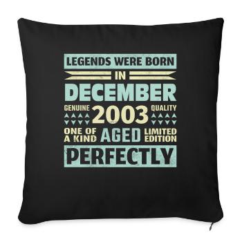20e anniversaire Décembre Millésime 2003 Millésime - Housse de coussin décorative 45 x 45 cm - noir - Devant