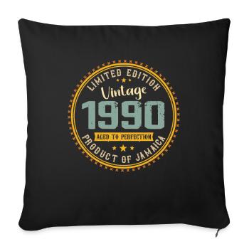 Vintage 1990 Cadeau D’anniversaire 1990 - Housse de coussin décorative 45 x 45 cm - noir - Devant