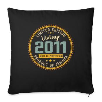 Vintage 2011 Cadeau D’anniversaire 2011 - Housse de coussin décorative 45 x 45 cm - noir - Devant