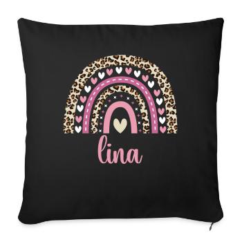 Lina Regenbogen Name Geburtstag Lina - Sofakissenbezug 45 x 45 cm - Schwarz - Vorne