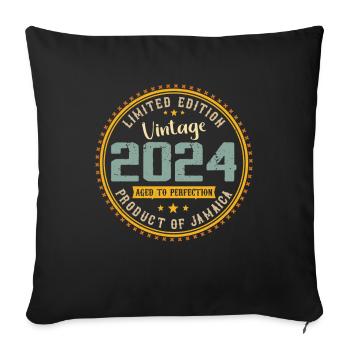 Jahrgang 2024 Geburtstagsgeschenk 2024 - Sofakissenbezug 45 x 45 cm - Schwarz - Vorne