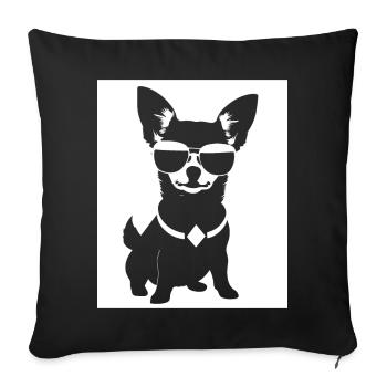 Chihuahua drôle portant des lunettes de soleil Chihuahuas - Housse de coussin décorative 45 x 45 cm - noir - Devant