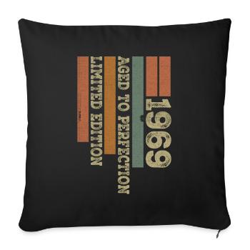 1969 Cadeau Anniversaire Vintage Rétro Né en 1969 - Housse de coussin décorative 45 x 45 cm - noir - Devant
