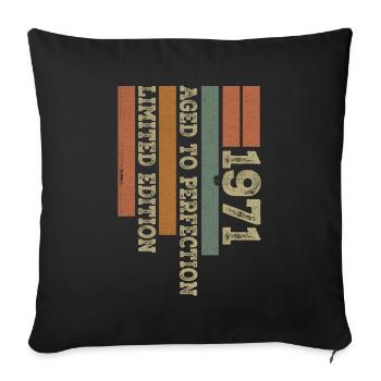 1971 Cadeau Anniversaire Vintage Rétro Né en 1971 - Housse de coussin décorative 45 x 45 cm - noir - Devant