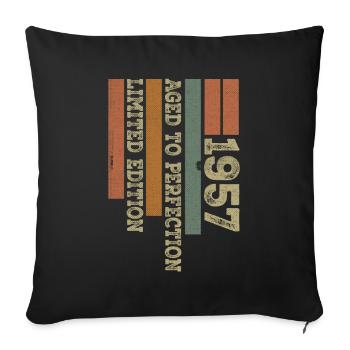 1957 Cadeau Anniversaire Vintage Rétro Né en 1957 - Housse de coussin décorative 45 x 45 cm - noir - Devant