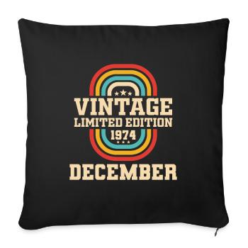 49e anniversaire décembre millésime 1974 millésime - Housse de coussin décorative 45 x 45 cm - noir - Devant