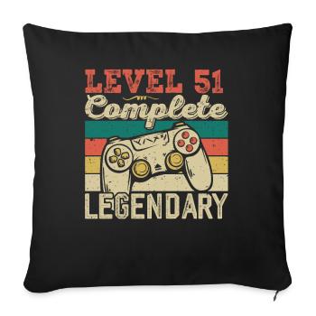Stufe 51 abgeschlossen, 51 Geburtstagsgeschenk - Sofakissenbezug 45 x 45 cm - Schwarz - Vorne
