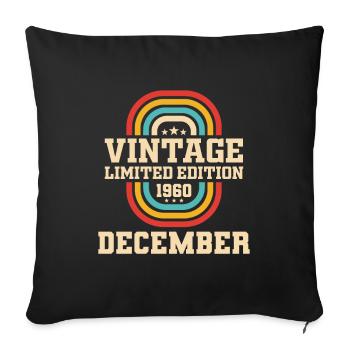 63rd Birthday December Vintage 1960's Vintage - Sofa pillowcase 17,3'' x 17,3'' (45 x 45 cm) - black - Front