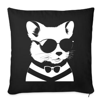 Frettchen mit Sonnenbrille Coole Frettchen - Sofakissenbezug 45 x 45 cm - Schwarz - Vorne