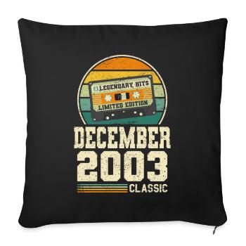 20e anniversaire Décembre Millésime 2003 Millésime - Housse de coussin décorative 45 x 45 cm - noir - Devant
