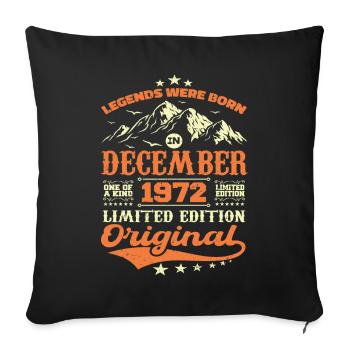 Décembre 1972 Cadeau Anniversaire - December 1972 - Housse de coussin décorative 45 x 45 cm - noir - Devant