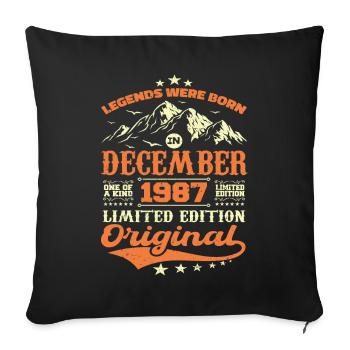Dezember 1987 Geburtstagsgeschenk - Dezember 1987 - Sofakissenbezug 45 x 45 cm - Schwarz - Vorne
