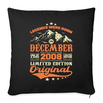 Décembre 2008 Cadeau Anniversaire - December 2008 - Housse de coussin décorative 45 x 45 cm - noir - Devant