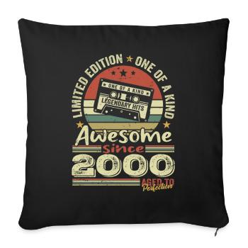 Vintage 2000 Original Retro Geburtstagsgeschenk - Sofakissenbezug 45 x 45 cm - Schwarz - Vorne