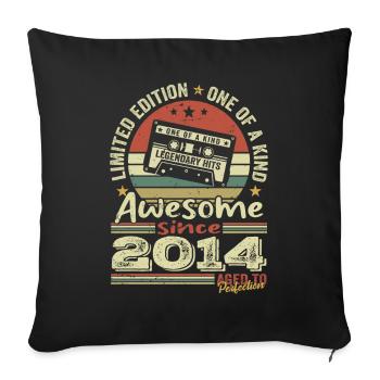 Jahrgang 2014 Original Retro Jubiläumsgeschenk - Sofakissenbezug 45 x 45 cm - Schwarz - Vorne