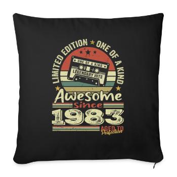 Jahrgang 1983 Original Retro Jubiläumsgeschenk - Sofakissenbezug 45 x 45 cm - Schwarz - Vorne
