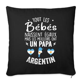 Bébés égaux meilleurs ont un papa Argentin - Housse de coussin décorative 45 x 45 cm - noir - Devant