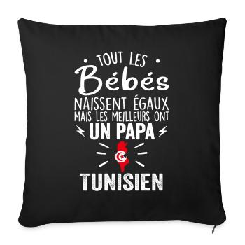 Bébés égaux meilleurs ont un papa Tunisien - Housse de coussin décorative 45 x 45 cm - noir - Devant