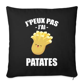J'peux pas j'ai Patates Cadeau Jardinier Humour - Housse de coussin décorative 45 x 45 cm - noir - Devant