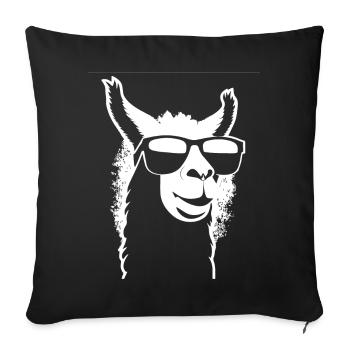 Lustiges Alpaka mit Sonnenbrille Coole Alpakas - Sofakissenbezug 45 x 45 cm - Schwarz - Vorne