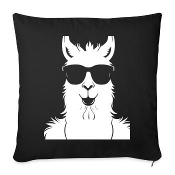 Lustiges Alpaka mit Sonnenbrille Coole Alpakas - Sofakissenbezug 45 x 45 cm - Schwarz - Vorne