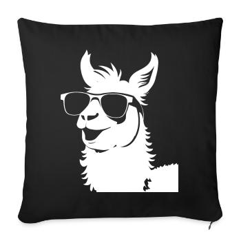 Lustiges Lama mit Sonnenbrille Coole Lamas - Sofakissenbezug 45 x 45 cm - Schwarz - Vorne