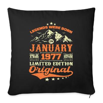 Legendary Since January 1977 Vintage Retro 1977 - Sofa pillowcase 17,3'' x 17,3'' (45 x 45 cm) - black - Front