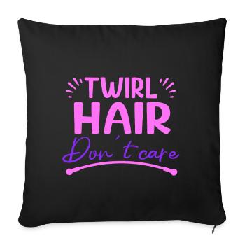 Bâton Twirling Twirl cheveux Don’t Care bâton cadeaux - Housse de coussin décorative 45 x 45 cm - noir - Devant