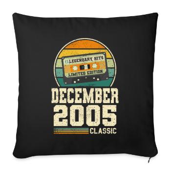 18th Birthday December Vintage 2005 Vintage - Sofa pillowcase 17,3'' x 17,3'' (45 x 45 cm) - black - Front