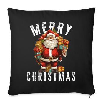 Père Noël - Noël - Motif de Noël - Housse de coussin décorative 45 x 45 cm - noir - Devant
