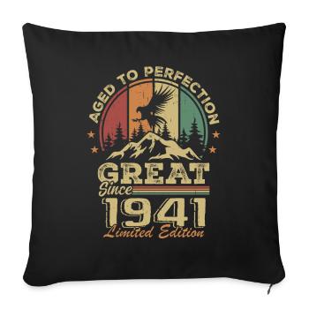 Anniversaire vintage 1941 - idée cadeau rétro 1941 - Housse de coussin décorative 45 x 45 cm - noir - Devant