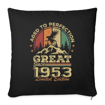 Anniversaire vintage 1953 - idée cadeau rétro 1953 - Housse de coussin décorative 45 x 45 cm - noir - Devant