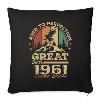 Jahrgang 1961 Geburtstag - 1961 Retro Geschenkidee - Sofakissenbezug 45 x 45 cm - Schwarz - Vorne