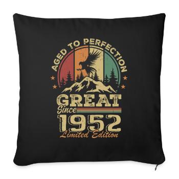 Jahrgang 1952 Geburtstag - 1952 Retro Geschenkidee - Sofakissenbezug 45 x 45 cm - Schwarz - Vorne