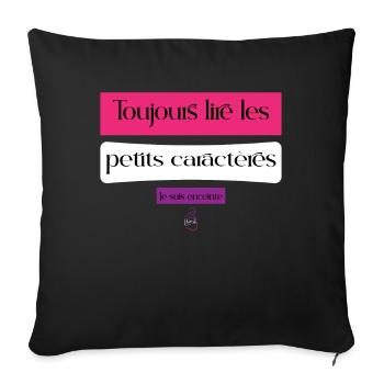 Annonce grossesse humoristique femme enceinte mère - Housse de coussin décorative 45 x 45 cm - noir - Devant