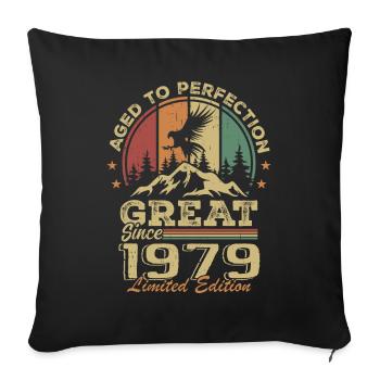 Anniversaire vintage 1979 - idée cadeau rétro 1979 - Housse de coussin décorative 45 x 45 cm - noir - Devant