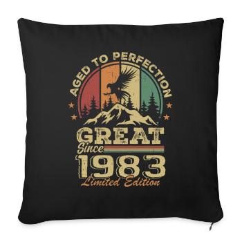 Anniversaire vintage 1983 - idée cadeau rétro 1983 - Housse de coussin décorative 45 x 45 cm - noir - Devant