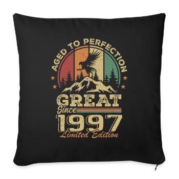 Anniversaire vintage 1997 - idée cadeau rétro 1997 - Housse de coussin décorative 45 x 45 cm - noir - Devant