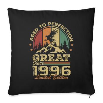 Anniversaire vintage 1996 - idée cadeau rétro 1996 - Housse de coussin décorative 45 x 45 cm - noir - Devant