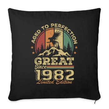 Jahrgang 1982 Geburtstag - 1982 Retro Geschenkidee - Sofakissenbezug 45 x 45 cm - Schwarz - Vorne