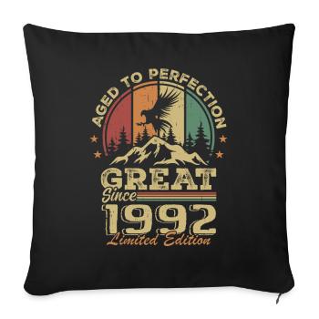 Jahrgang 1992 Geburtstag - 1992 Retro Geschenkidee - Sofakissenbezug 45 x 45 cm - Schwarz - Vorne