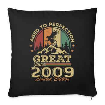 Vintage Geburtstag 2009 - Retro Geschenkidee 2009 - Sofakissenbezug 45 x 45 cm - Schwarz - Vorne