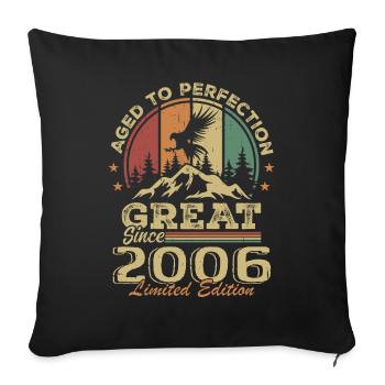 Anniversaire vintage 2006 - idée cadeau rétro 2006 - Housse de coussin décorative 45 x 45 cm - noir - Devant